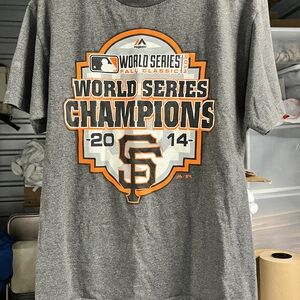 Alstyle Gray Crewneck Tee with Orange and Black Graphic